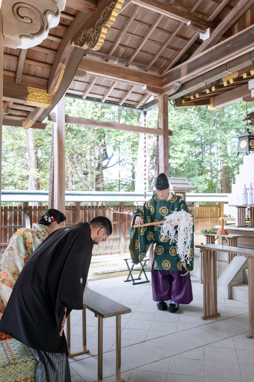 Japanese Traditional Wedding Ceremony at the Shrine in Kyoto